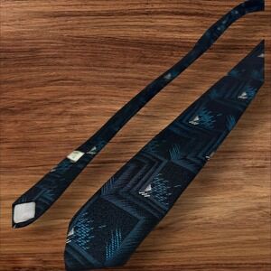 Vintage Exchange‎ Unlimited Necktie Geometric Blue Patterned Business Casual Tie